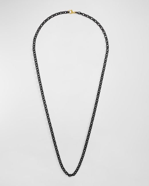 Jorge Adeler Blue Matte Stainless Steel Chain Necklace, 24"L for men