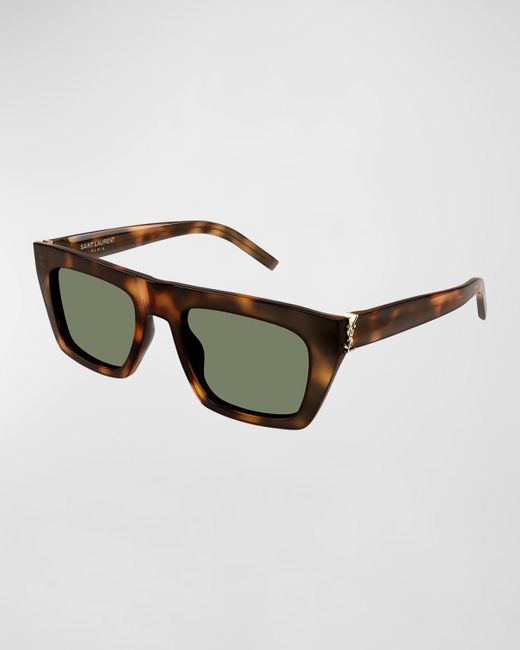 Saint Laurent Multicolor Ysl Acetate Flat-Top Rectangle Sunglasses