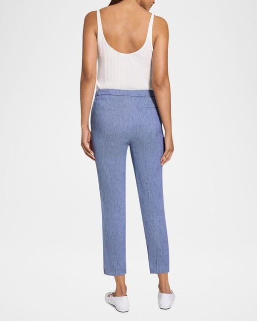 Theory Blue Treeca Pull-On Ankle Pants
