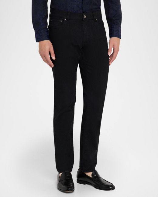 Etro Blue Apos;S Tonal Jacquard Denim Straight-Leg Jeans for men