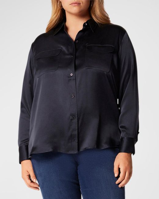 Equipment Black Plus Size Signature Button-Down Silk Shirt