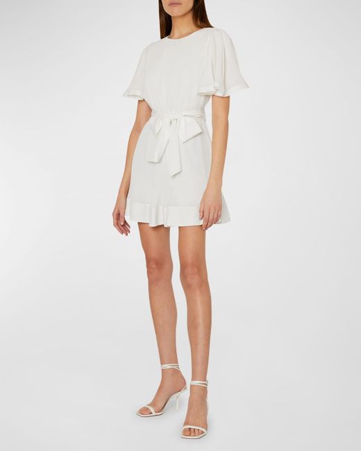 MILLY White Lumi Pleated Mini Dress