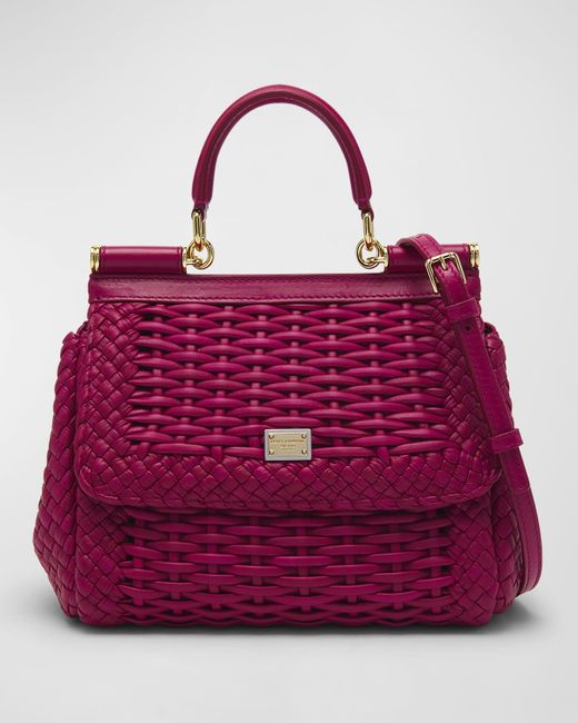 Dolce & Gabbana Metallic Pink Leather Medium Miss Sicily Top Handle Bag  Dolce & Gabbana