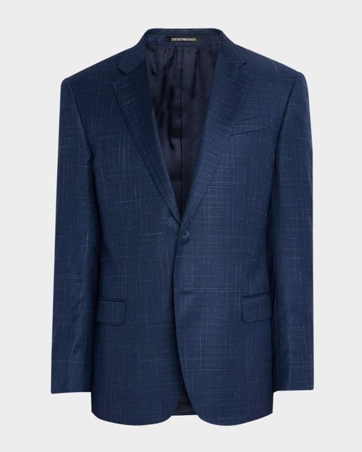Emporio Armani Blue G Line Melange Notch Lapel Sport Coat for men