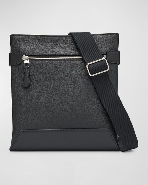 Dunhill Black 1893 Harness Envelope Leather Messenger Bag for men