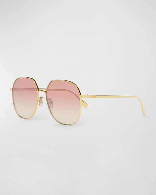 Fendi Pink Oversized Round Metal Sunglasses