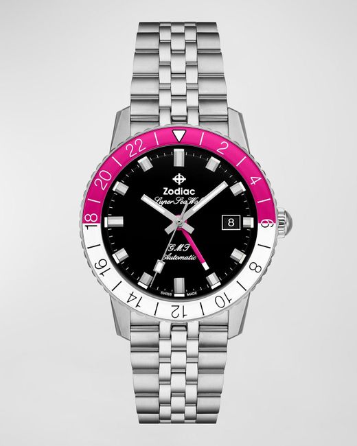 Zodiac Metallic Super Sea Wolf Gmt Automatic Bracelet Watch, 40Mm for men