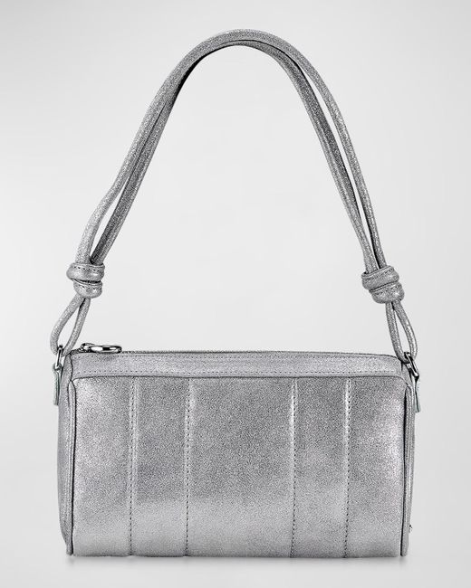Gigi New York Gray Maggie Metallic Leather Shoulder Bag
