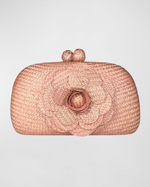 Serpui Pink Mia Flower Bun Clutch Bag