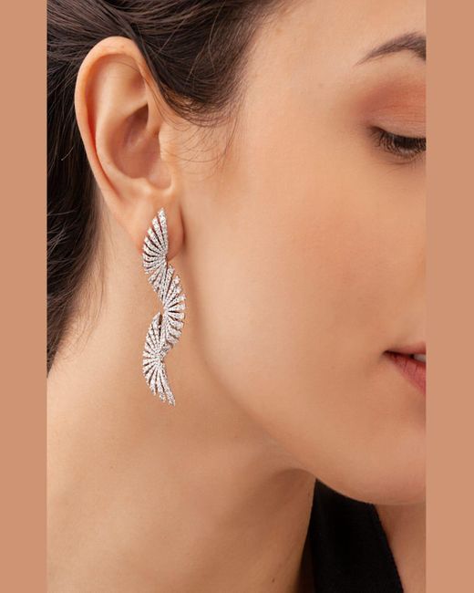 Miseno White Ventaglio 18k Long Diamond Fan-drop Earrings