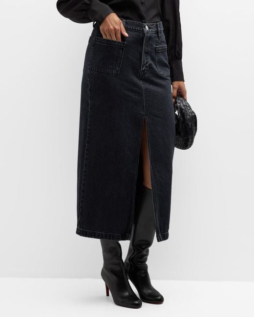 FRAME Black Le Bardot Denim Maxi Skirt