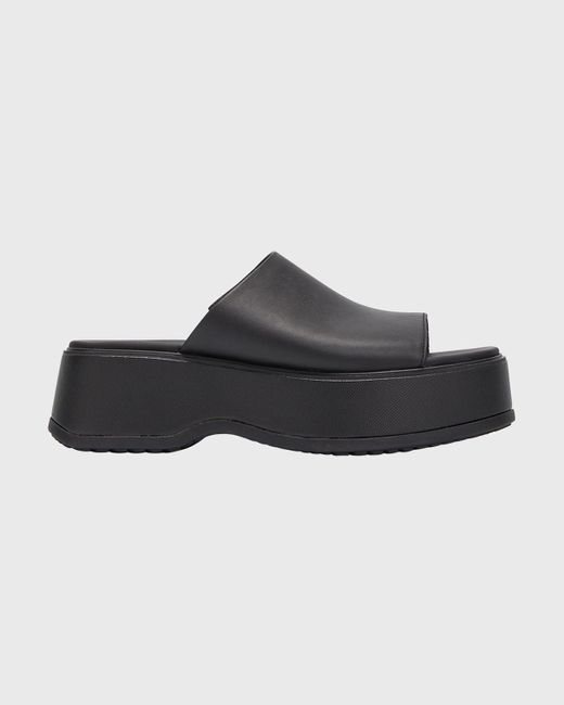 Sorel Black Dayspring Leather Platform Slide Sandals