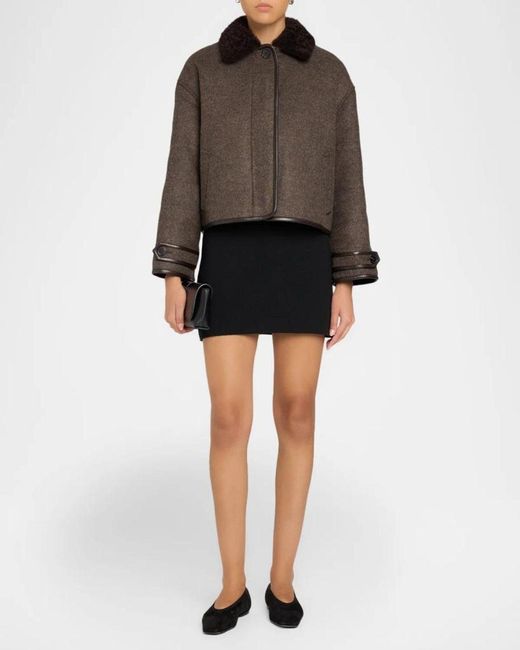 Jonathan Simkhai Brown Orien Contrast-Collar Jacket