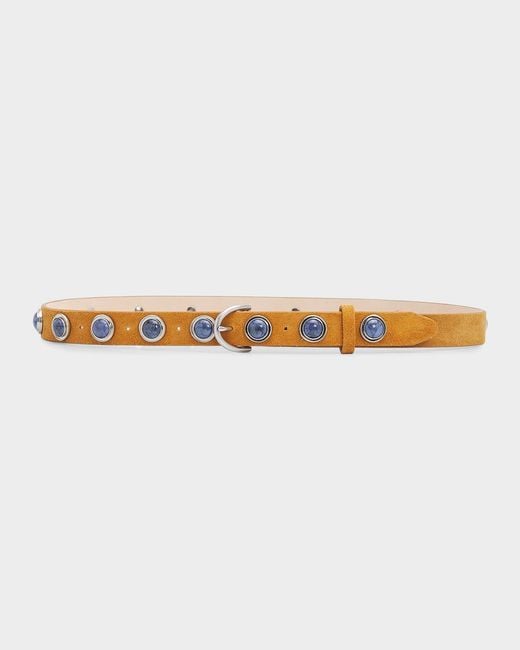 Rag & Bone White Celia Studded Suede Belt