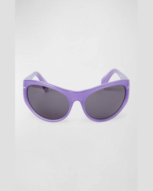 Off-White c/o Virgil Abloh Purple Napoli Logo Acetate Wrap Sunglasses