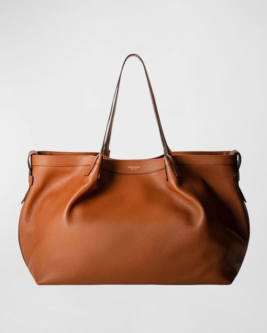 Serapian Brown Secret Leather Tote Bag