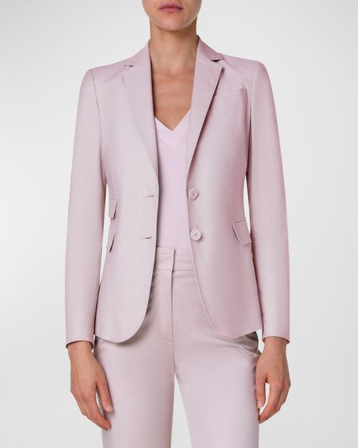 Akris Punto Pink Cotton Stretch Single-Breasted Blazer Jacket
