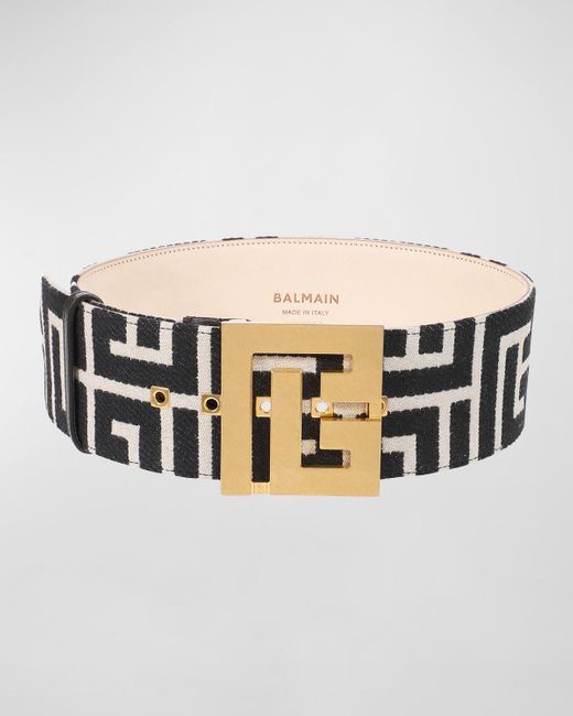 Balmain Multicolor Maxi Monogram Jacquard Buckle Belt