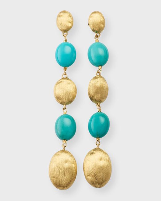 Marco Bicego Blue 18k Yellow Gold Siviglia Turquoise Statement Earrings