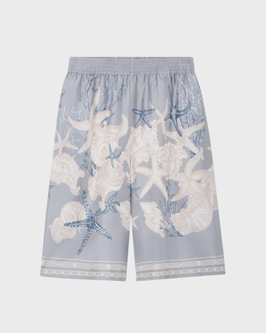Versace Multicolor Silk Holiday-Print Shorts for men