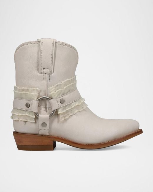 Frye Natural Billy Harness Ruffle Booties