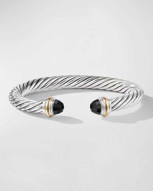 David Yurman Metallic Cable Bracelet With Gemstone And 14k Gold In Silver, 7mm