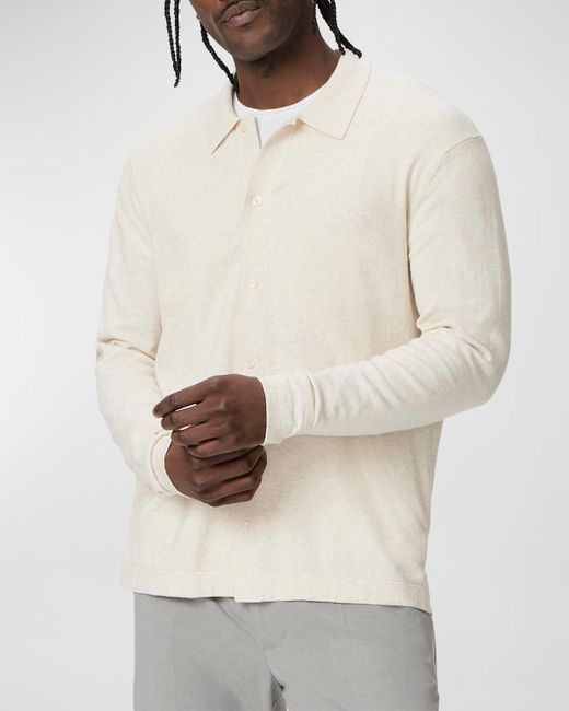 PAIGE White Jude Button-Down Sweater Shirt for men