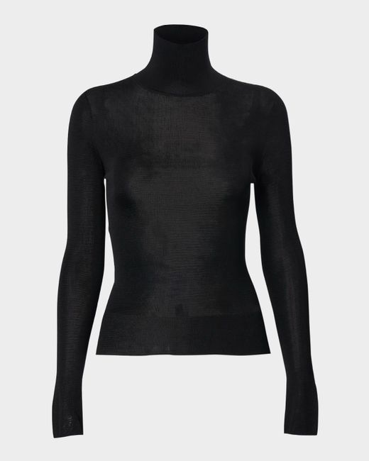 Carolina Herrera Women's Black Sheer Turtleneck Sweater
