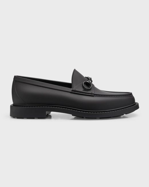 Gucci Black New Dark Rubber Bit Loafers for men