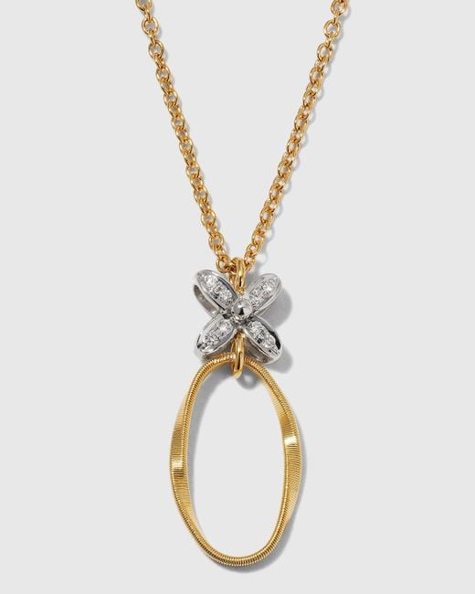 Marco Bicego Metallic Marrakech Onde 18k Yellow And White Gold Pendant Necklace With Diamonds