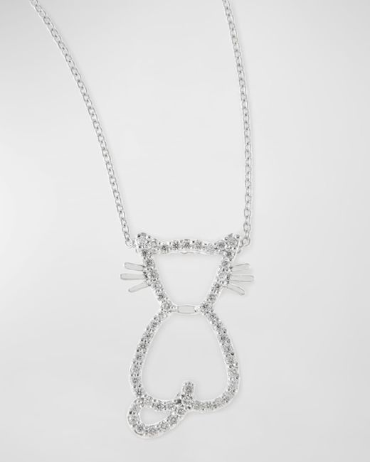 Roberto Coin White Pave Diamond Cat Pendant Necklace