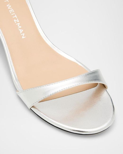 Stuart Weitzman White Cece Metallic Twisted Ring Slide Sandals