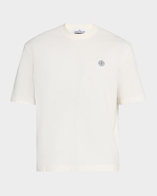 Stone Island White Cotton Short Sleeve T-Shirt for men