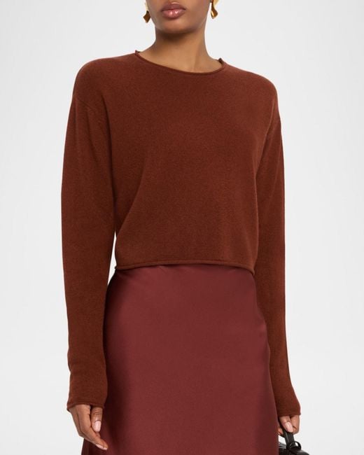 SABLYN Brown Lance Cropped Cashmere Pullover