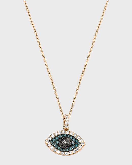 BeeGoddess White Eye Light Multi-diamond Pave Pendant Necklace