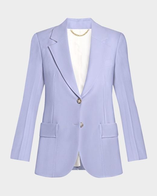 Victoria Beckham Blue Wool Patch Pocket Jacket