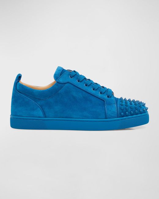 Christian Louboutin Blue Louis Junior Suede Spiked Low-Top Sneakers for men