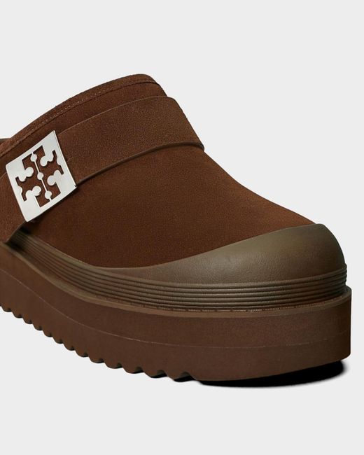 Tory Burch Brown Mellow Shearling Platform Mules