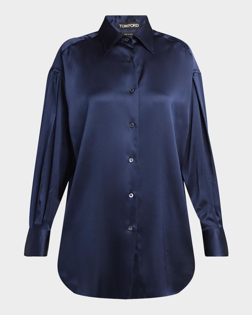 Tom Ford Blue Button-Down Silk Shirt