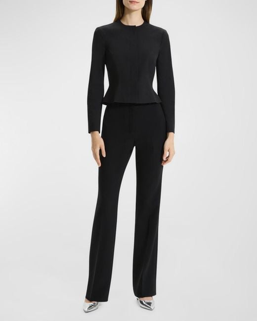 Theory Black Cropped Peplum Jacket