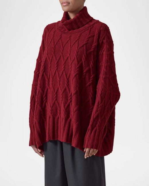 Eskandar Red Roll Neck Sweater