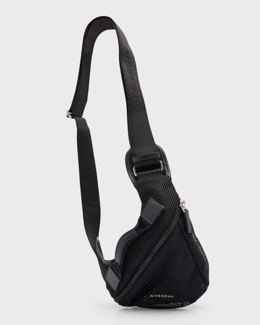 Givenchy Black G-Zip Small Mesh Triangle Belt Bag for men