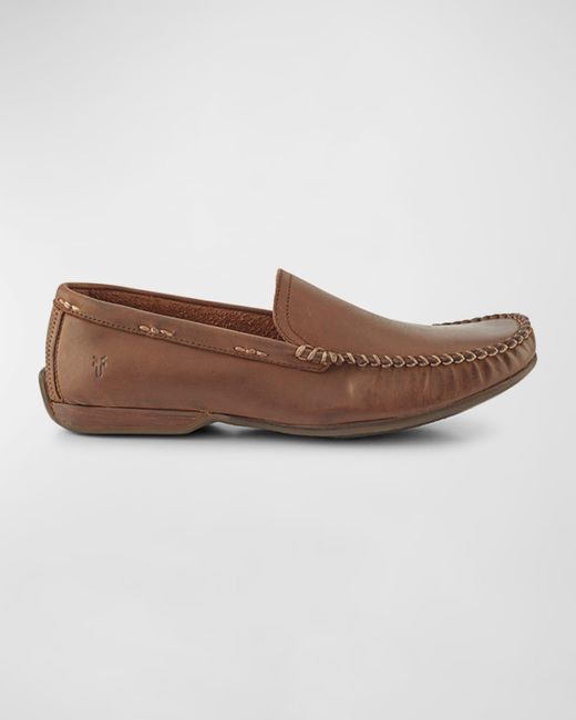 Frye Brown Lewis Leather Venetian Loafers for men