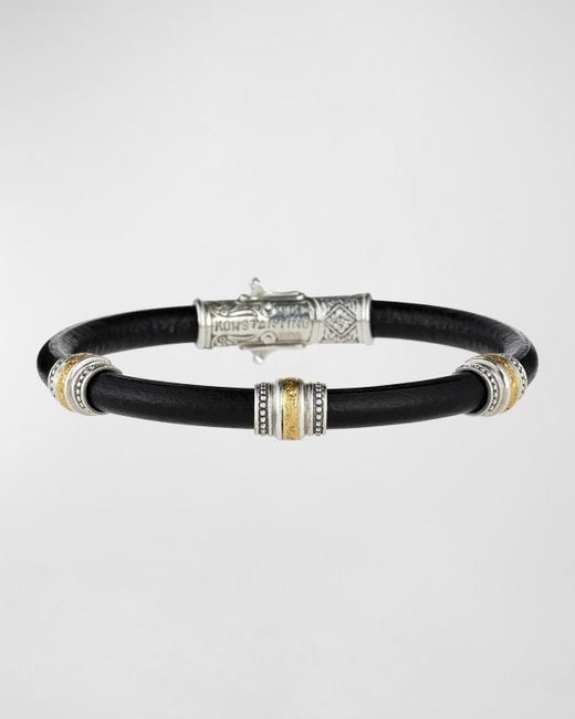 Konstantino Black Phidias Leather Cord Bracelet for men