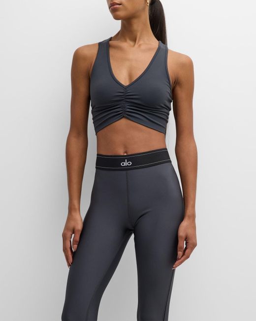 Alo Yoga Blue Wild Thing Ruched Sports Bra