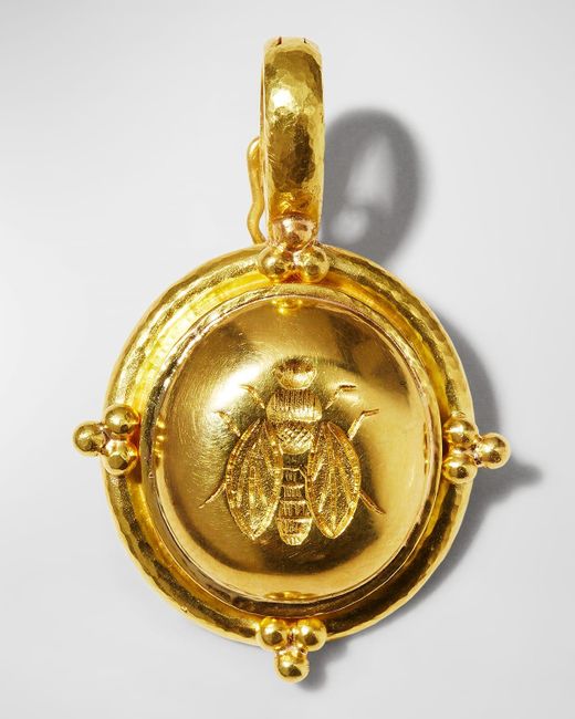 Elizabeth Locke Metallic 19k Gold Oval Honey Bee Pendant