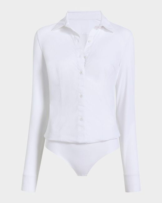 Commando White Classic Ribbed Button-Down Bodysuit