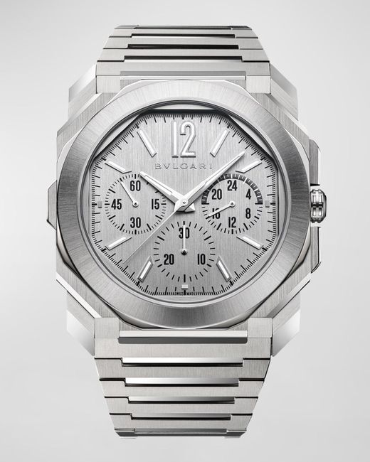 BVLGARI Gray 43mm Octo Finissimo Chronograph Watch In Stainless Steel