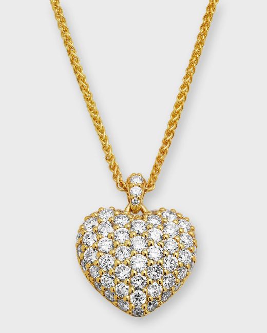 Neiman Marcus Metallic 18k Gold Diamond Heart Pendant Necklace