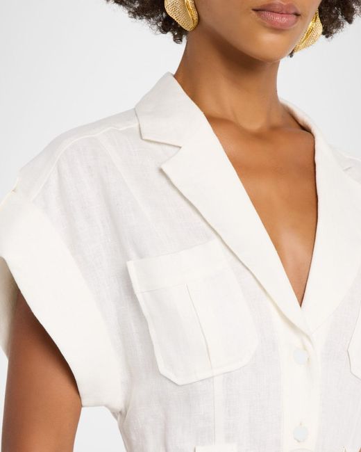 Zimmermann White Awaken Linen Mini Shirtdress